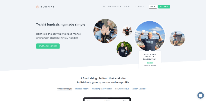 Sell merchandise with Bonfire's peer-to-peer fundraising site.