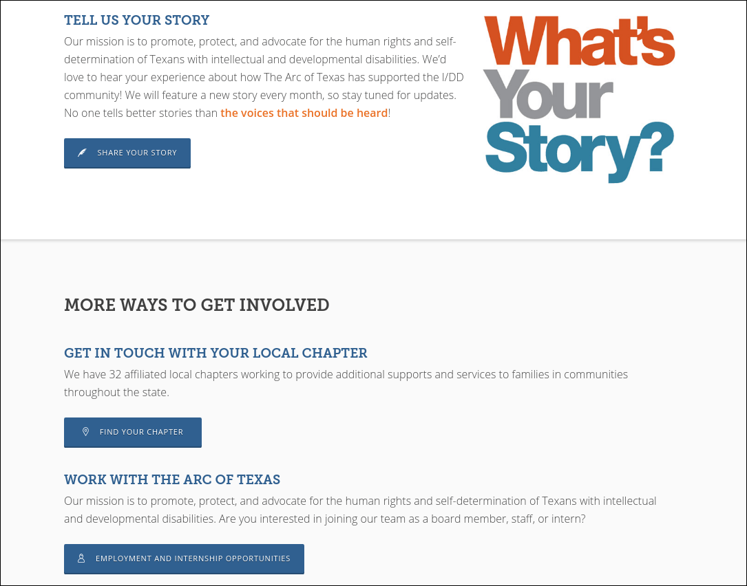 The Arc of Texas gives supporters a number of ways to get involved.