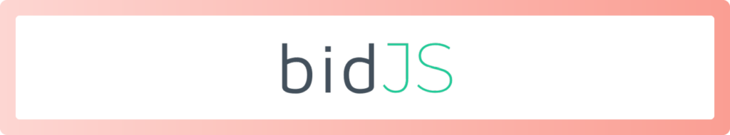 The logo for BidJS, which is an accessible fundraising solution for nonprofits