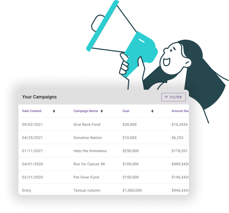 Fundraising Campaigns Snowball’s mobile-optimized campaign pages capture a variety of online donations with ease. It’s time to take your fundraising to the next level!