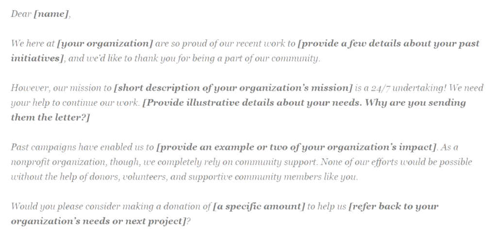 Use our templates to write optimized donation letters.